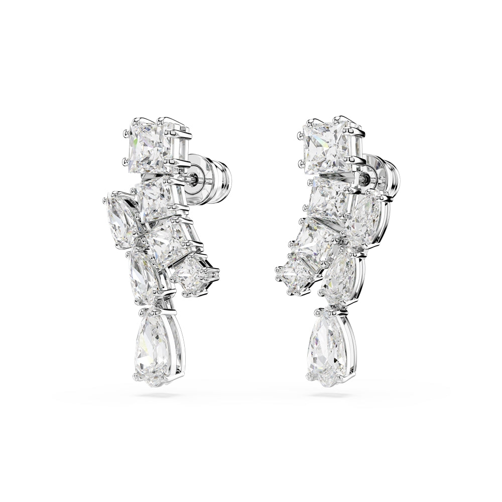 Swarovski Matrix Rhodium Plated Mixed Cuts Drop Earrings