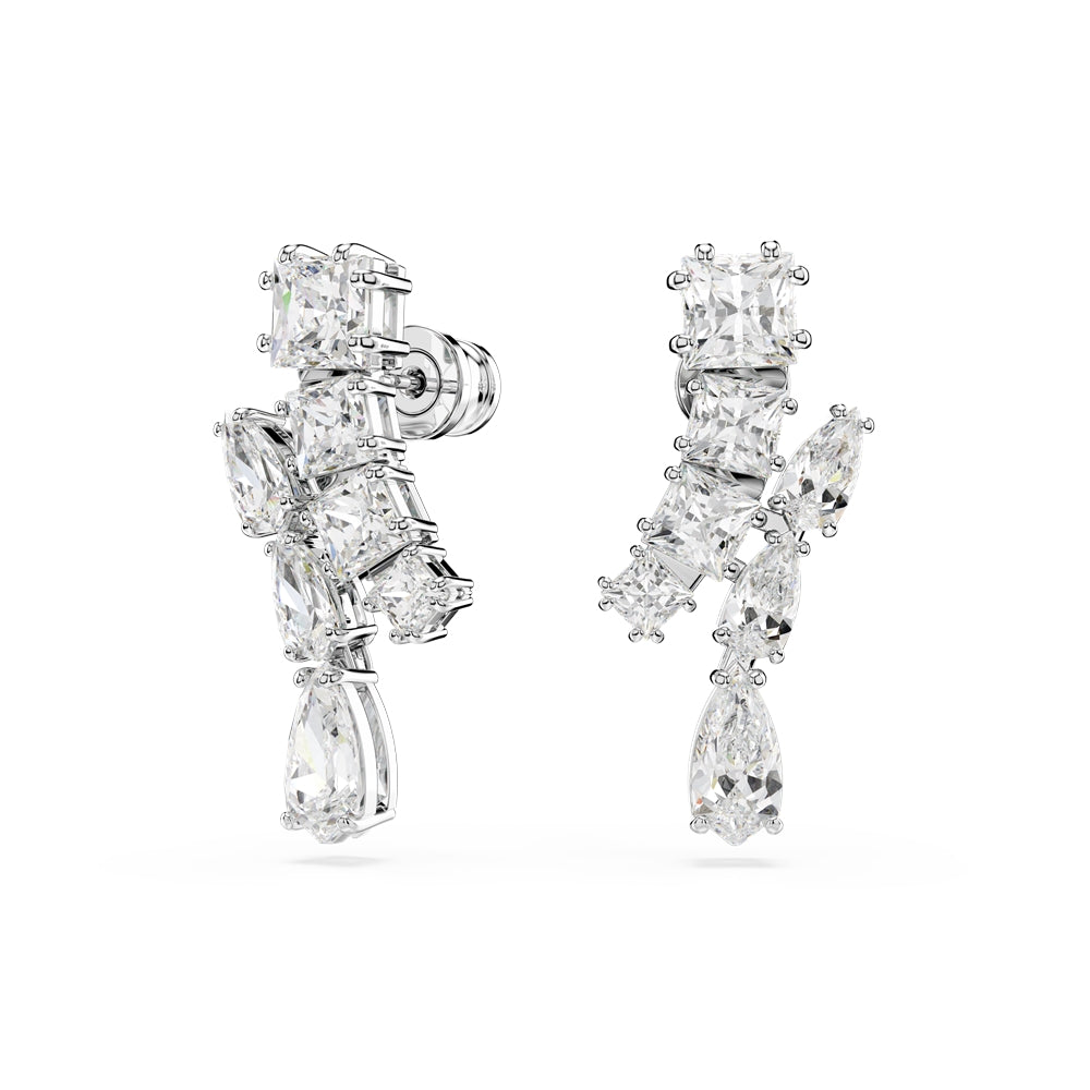 Swarovski Matrix Rhodium Plated Mixed Cuts Drop Earrings