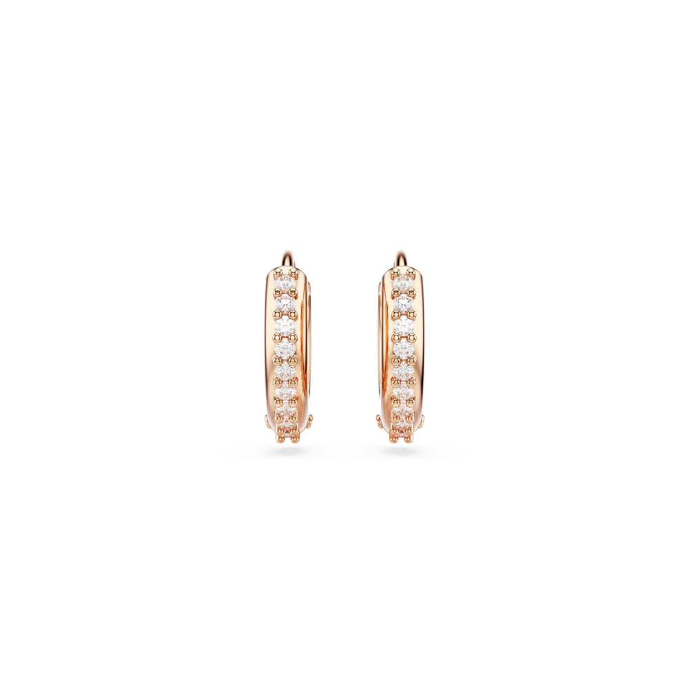 Swarovski Matrix Rose Gold White Crystal Hoop Earrings