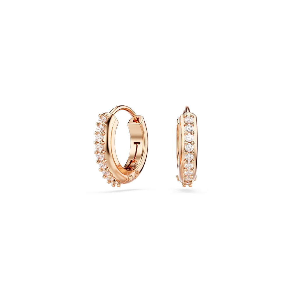 Swarovski Matrix Rose Gold White Crystal Hoop Earrings