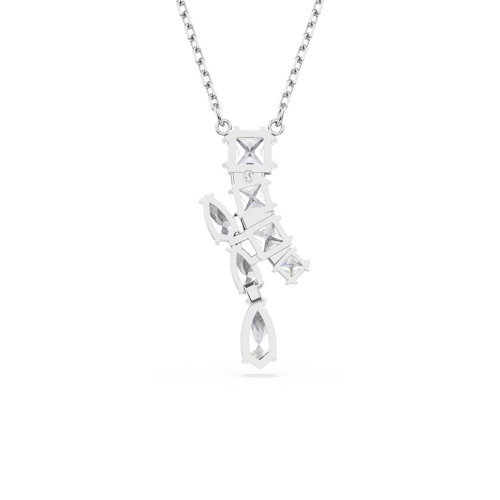 Swarovski Matrix Rhodium Plated Mixed Cuts Drop Pendant Necklace