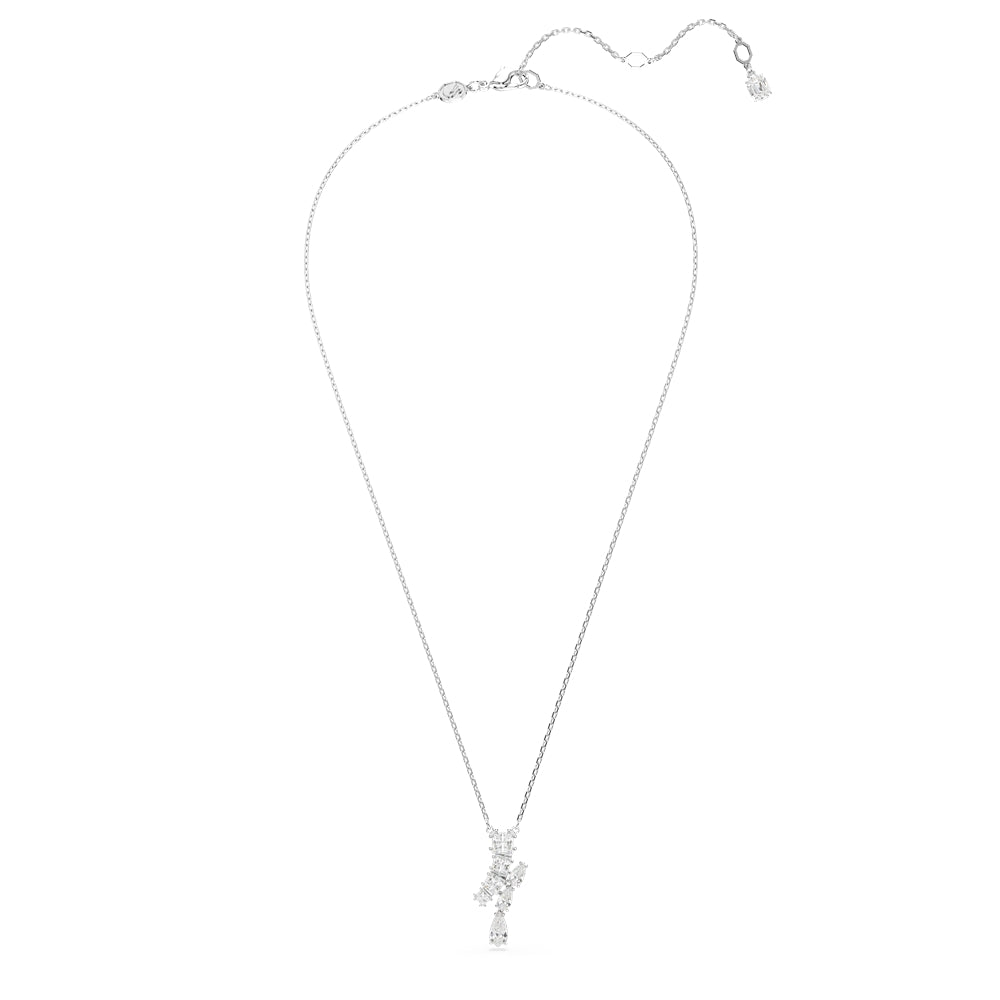 Swarovski Matrix Rhodium Plated Mixed Cuts Drop Pendant Necklace