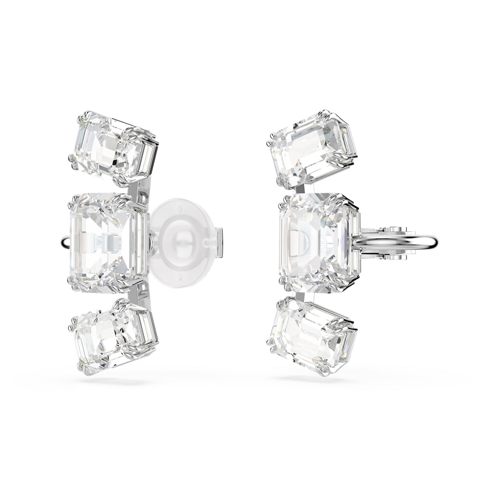 Swarovski Millenia Rhodium Plated Octagonal Cut Clip On Earrings