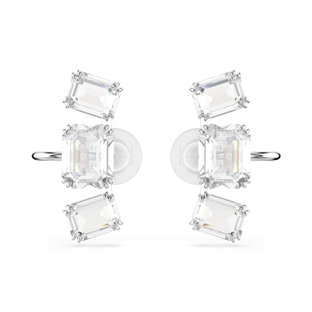 Swarovski Millenia Rhodium Plated Octagonal Cut Clip On Earrings