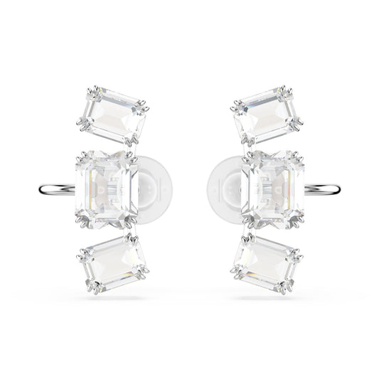 Swarovski Millenia Rhodium Plated Octagonal Cut Clip On Earrings