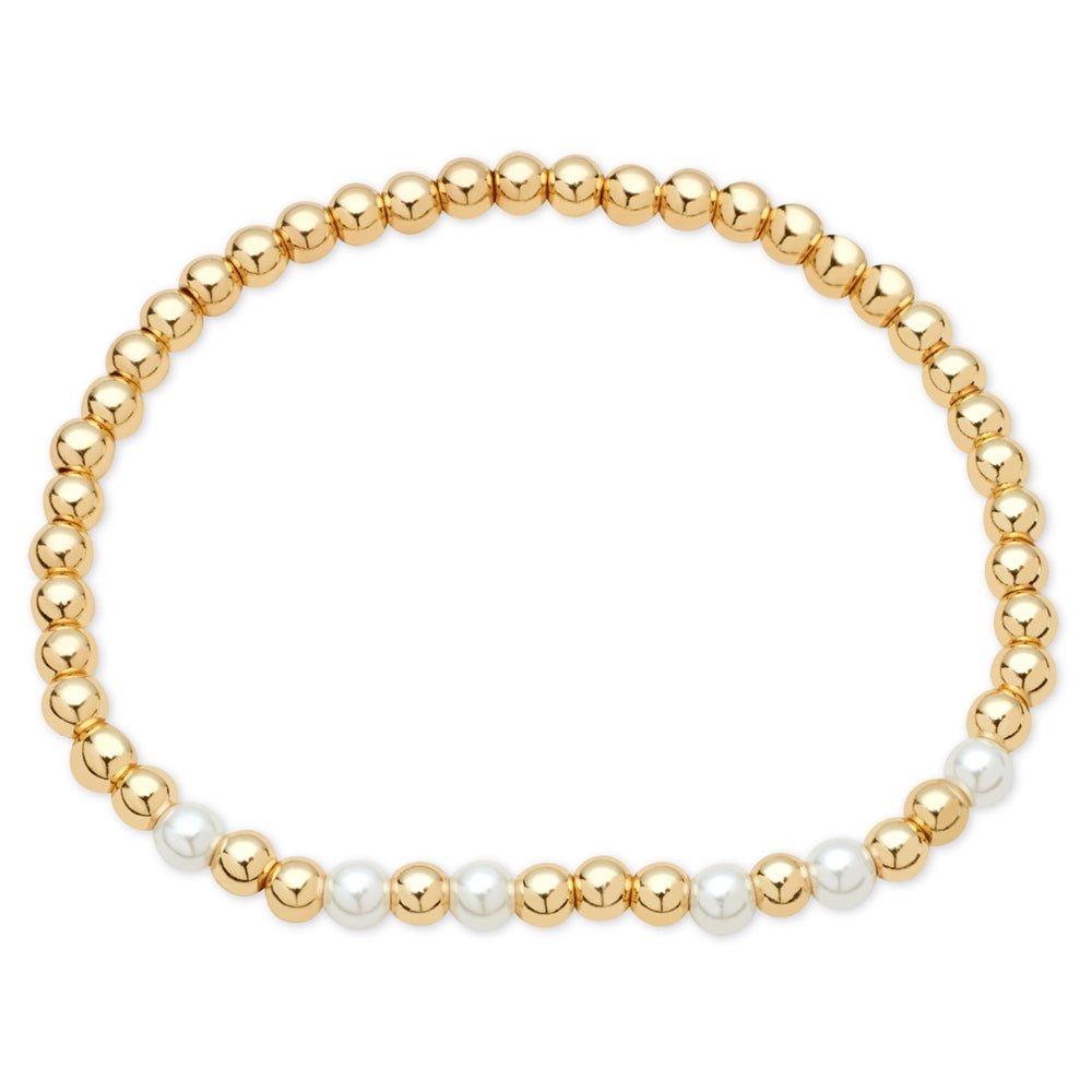 August Woods Gold Pearl Beaded Stretch Bracelet