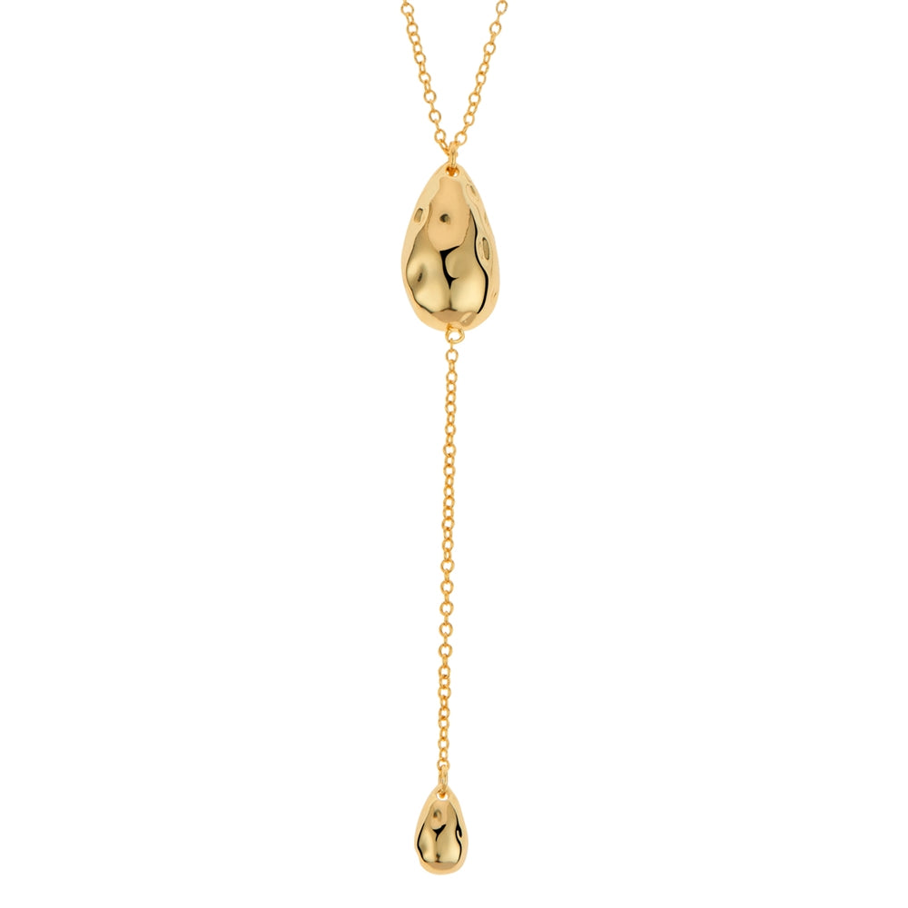 August Woods Gold Double Teardrop Necklace