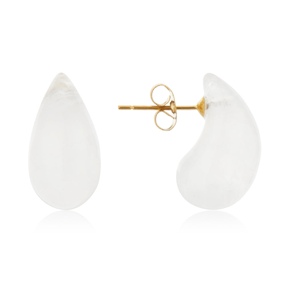 August Woods Gold Glass Stone Teardrop Stud Earrings