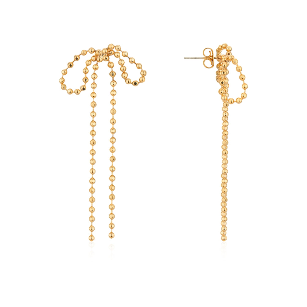 August Woods Gold Loose Beaded Bow Earrings