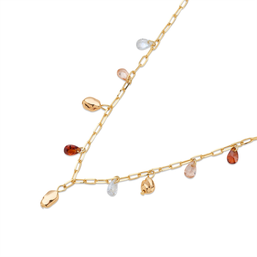 August Woods Gold Teardrop Charm Statement Necklace