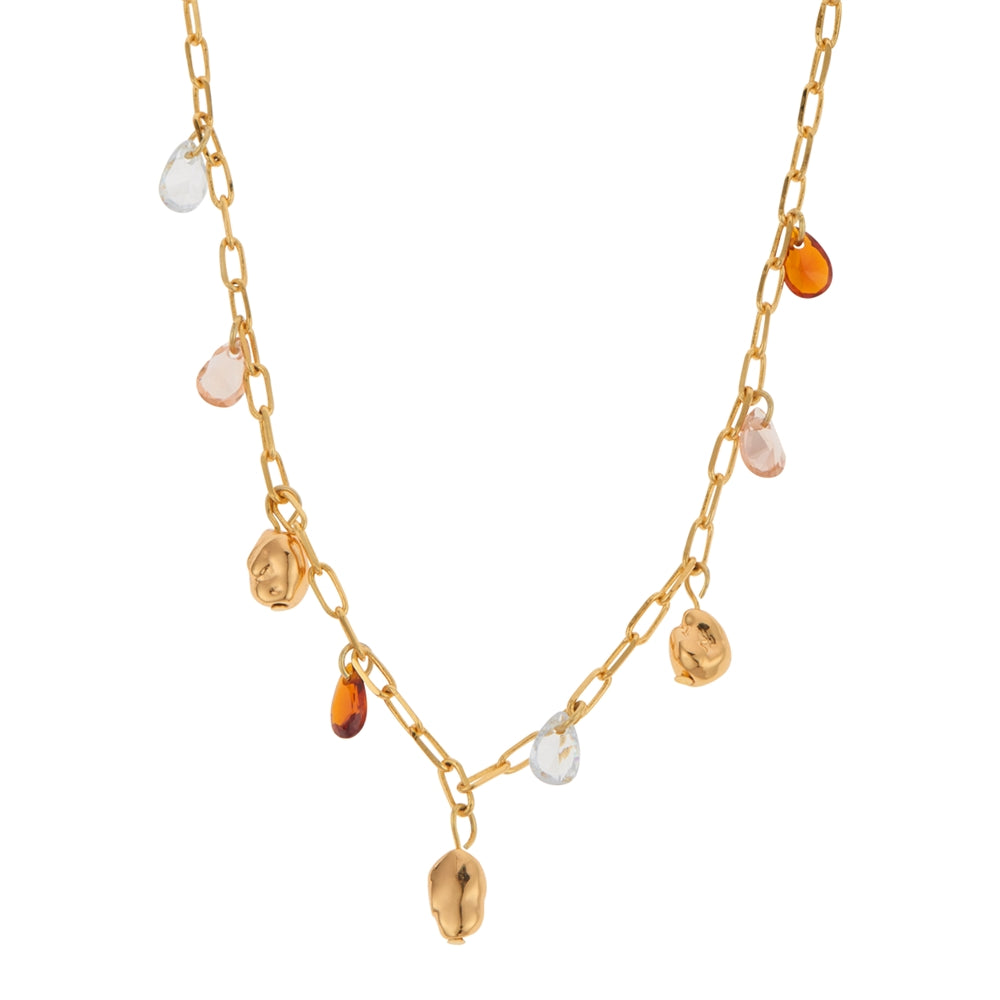 August Woods Gold Teardrop Charm Statement Necklace