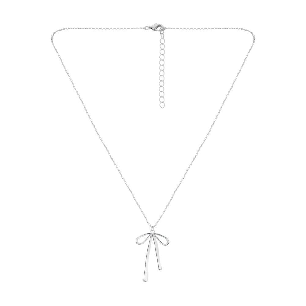 August Woods Silver Ribbon Bow Necklace