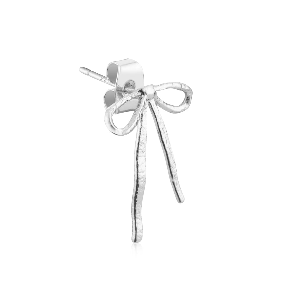 August Woods Silver Ribbon Bow Stud Earrings