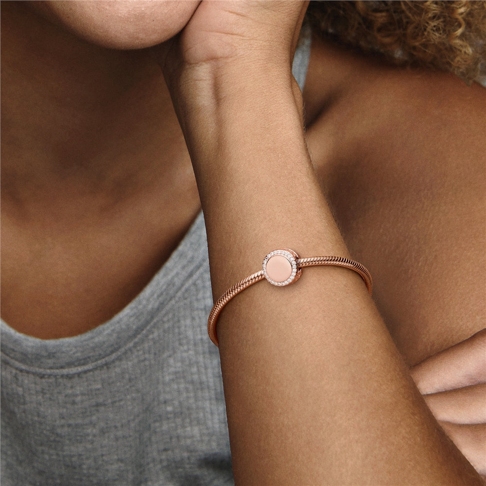 Pandora Rose Gold Engravable Crystal Button Charm