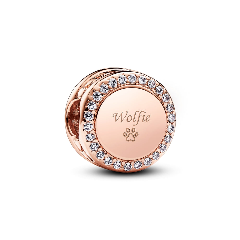 Pandora Rose Gold Engravable Crystal Button Charm