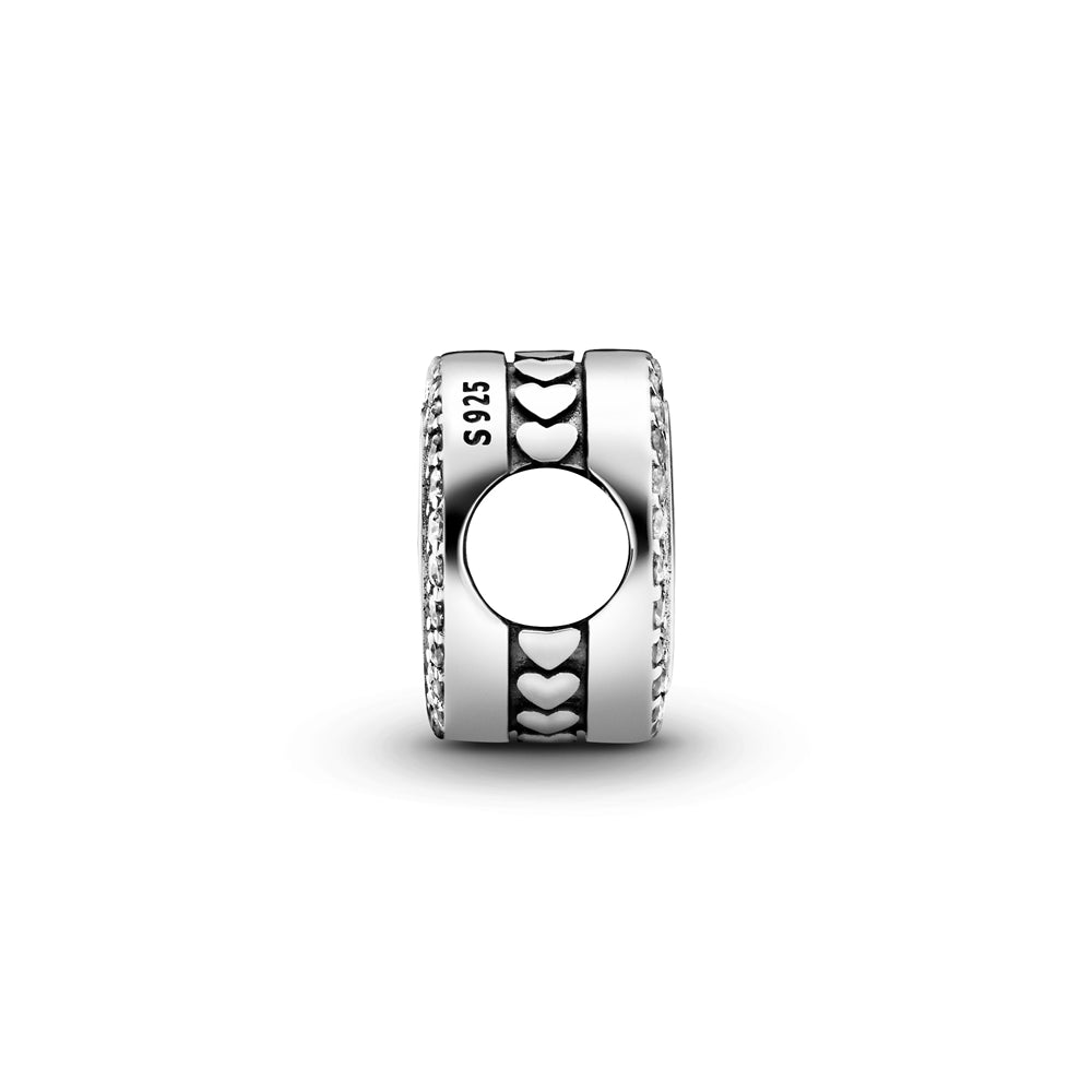 Pandora Silver Engravable Crystal Button Charm