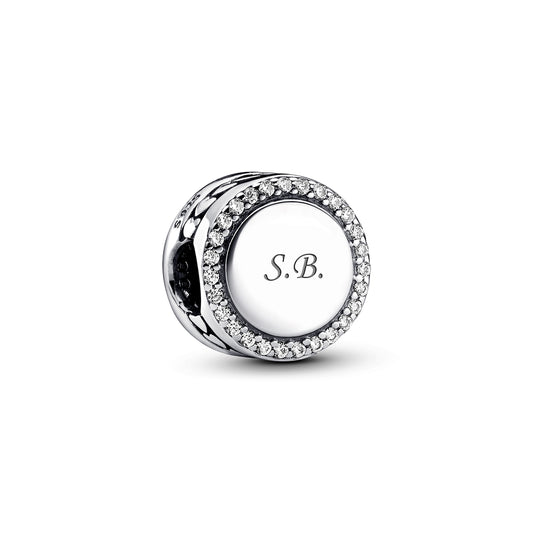 Pandora Silver Engravable Crystal Button Charm