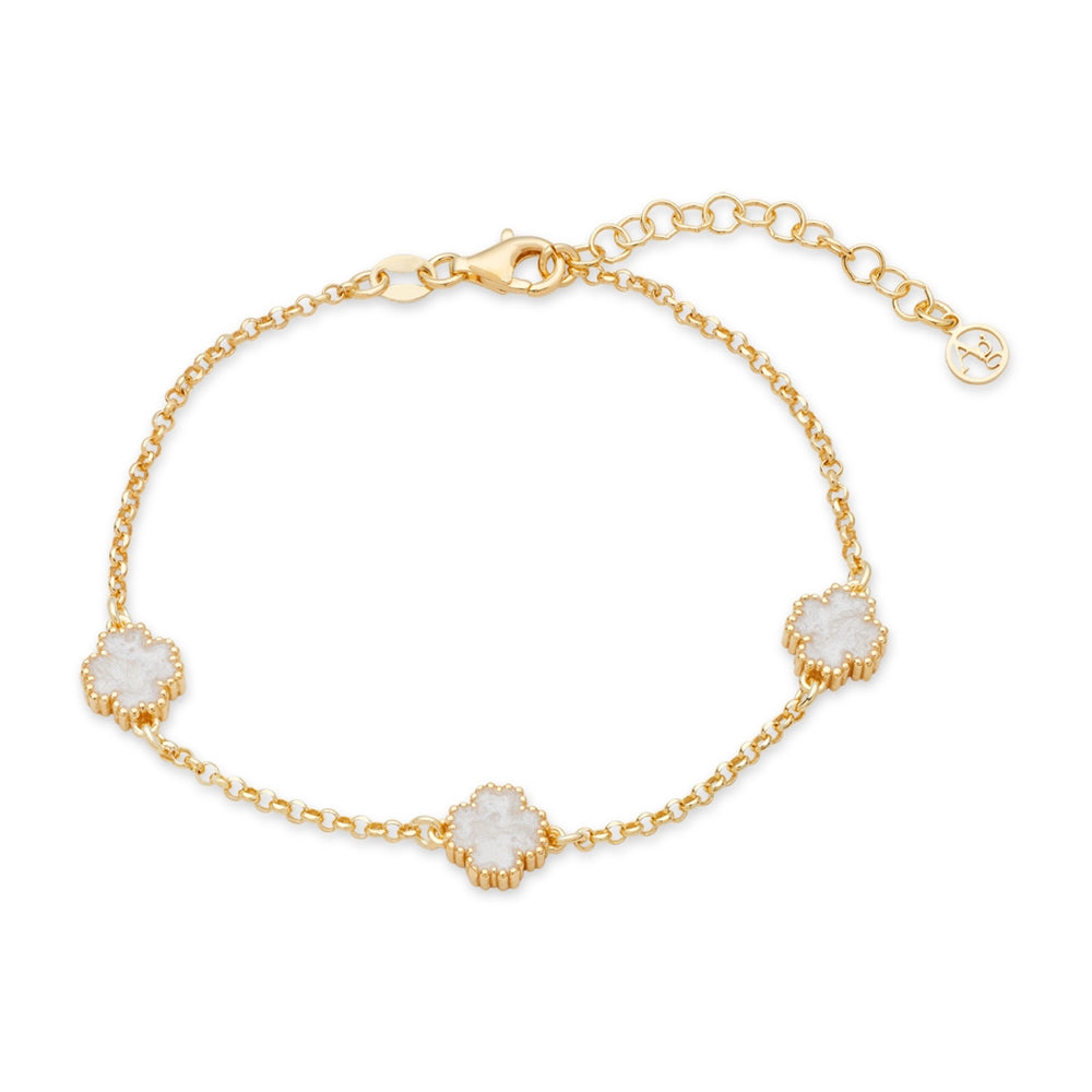 Argento Gold Mother of Pearl Triple Clover Bracelet