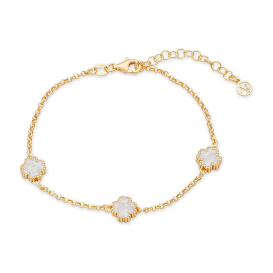 Argento Gold Mother of Pearl Triple Clover Bracelet
