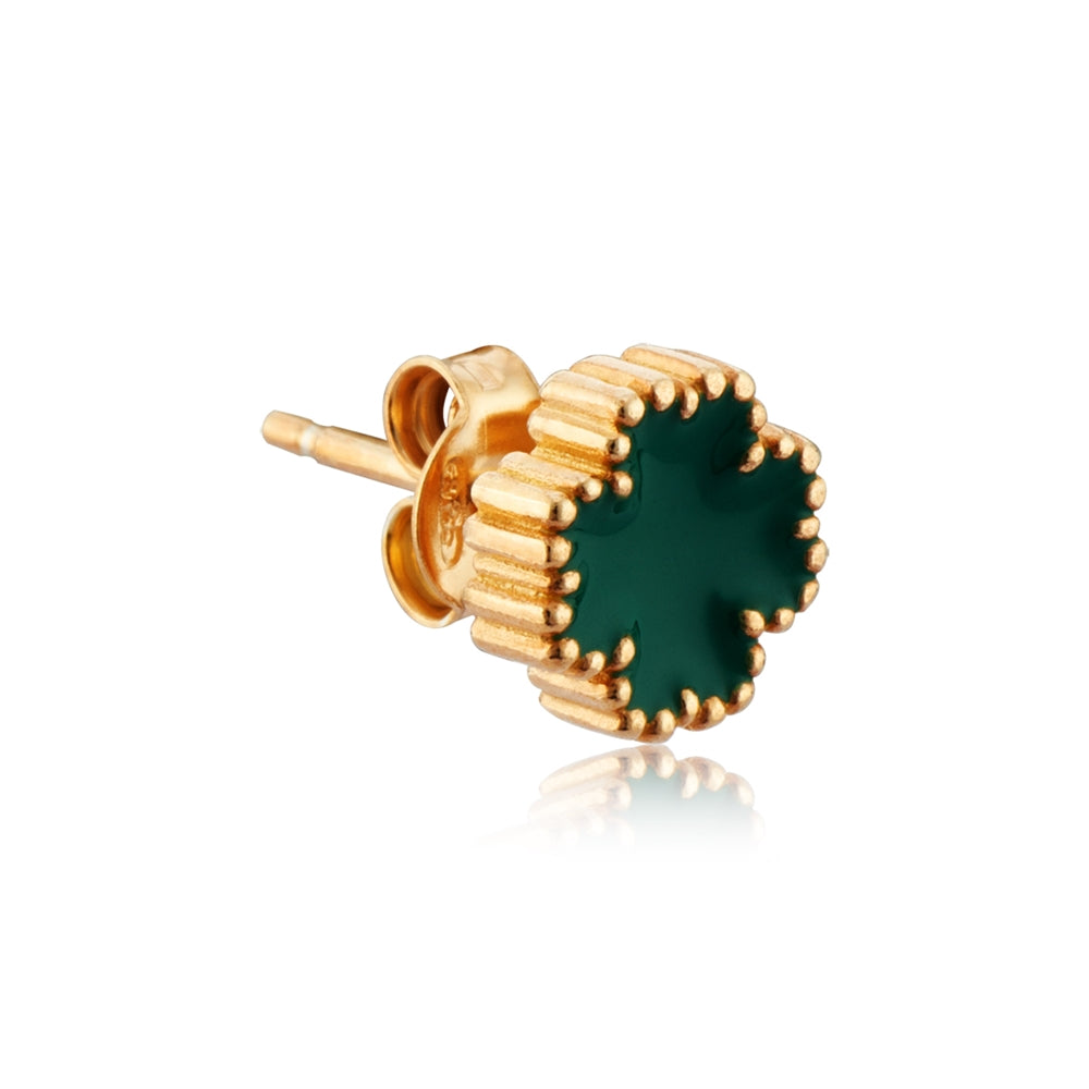 Argento Gold and Green Clover Stud Earrings