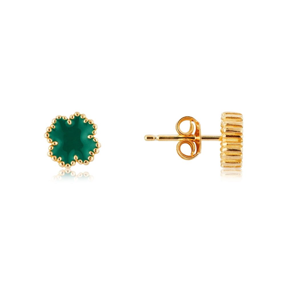 Argento Gold and Green Clover Stud Earrings