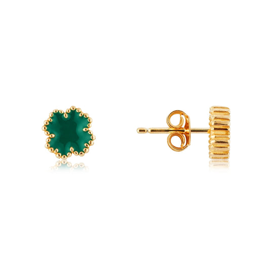 Argento Gold and Green Clover Stud Earrings
