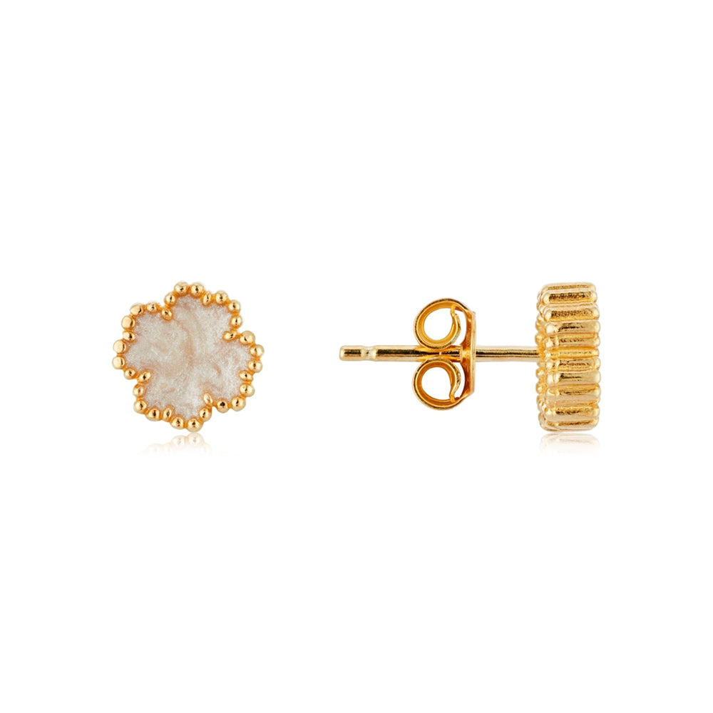 Argento Gold Mother of Pearl Clover Stud Earrings
