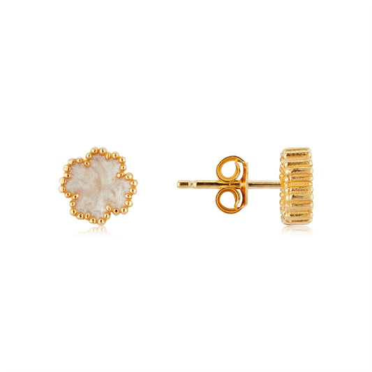 Argento Gold Mother of Pearl Clover Stud Earrings