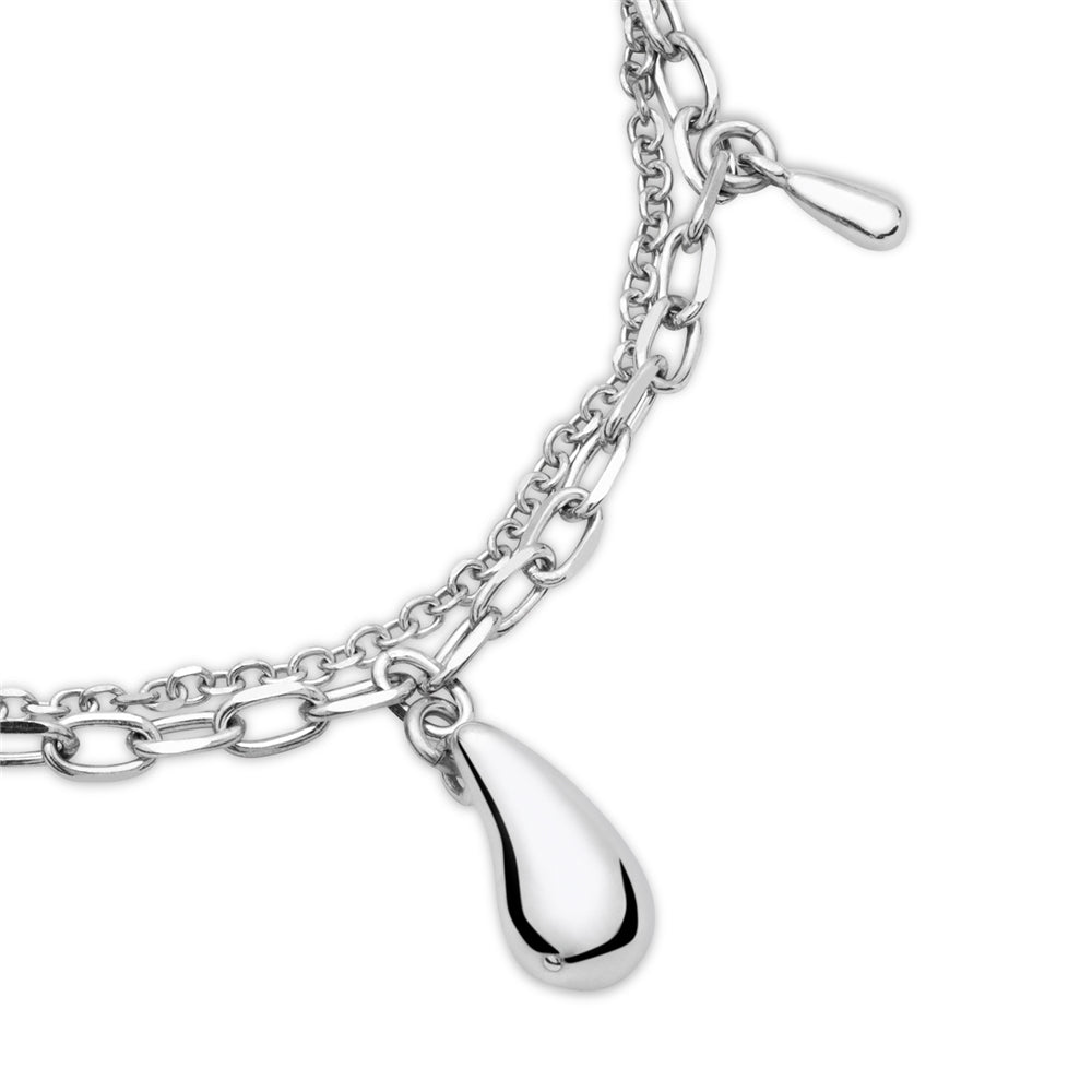 Argento Silver  Chain Teardrop Charm Bracelet