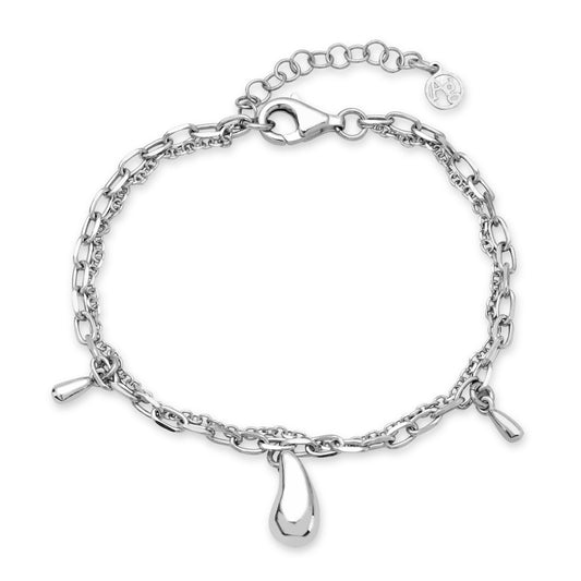 Argento Silver  Chain Teardrop Charm Bracelet