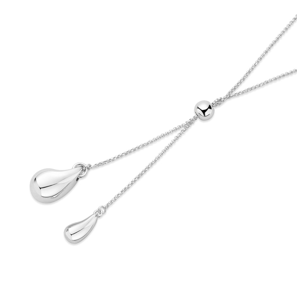 Argento Silver Double Teardrop Necklace