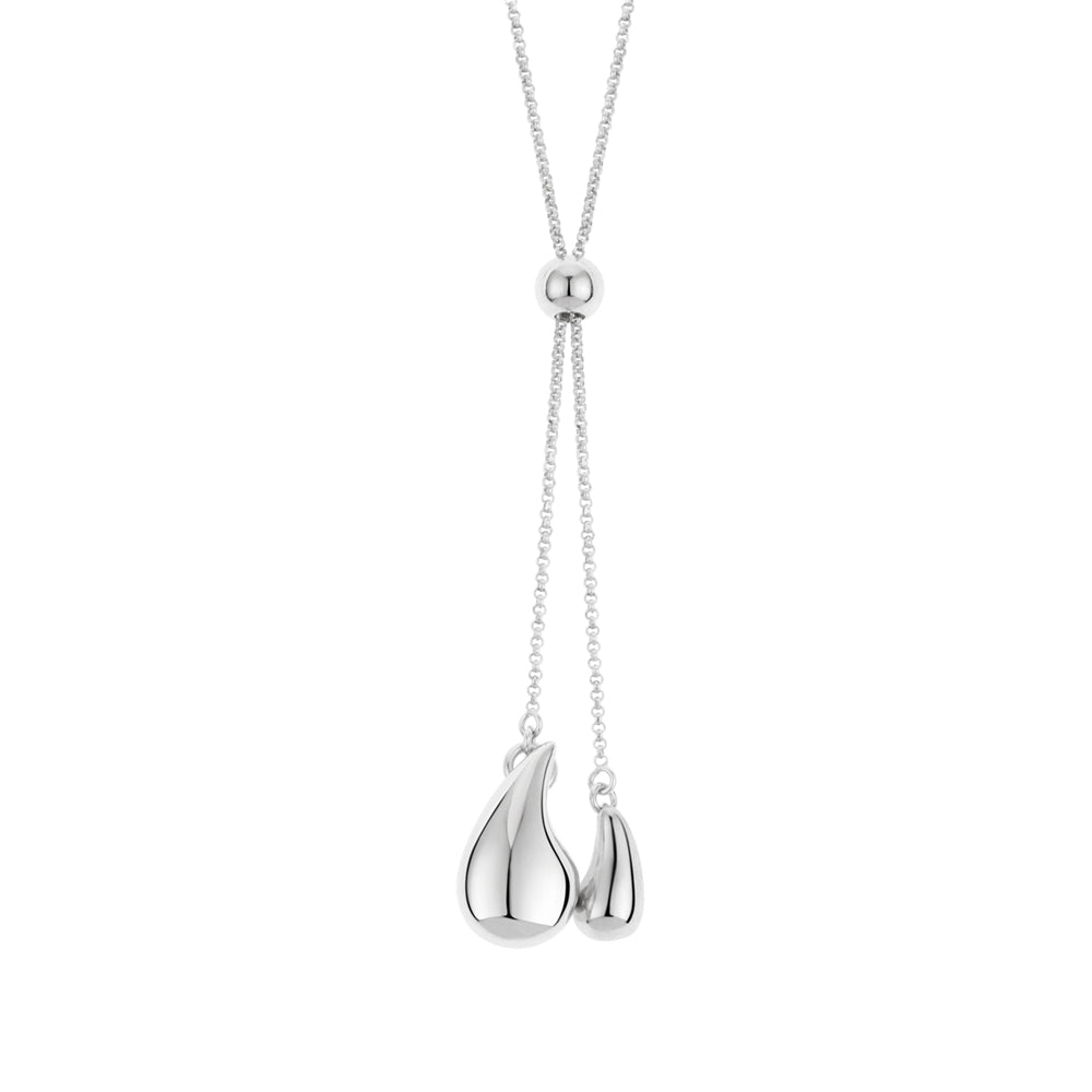 Argento Silver Double Teardrop Necklace