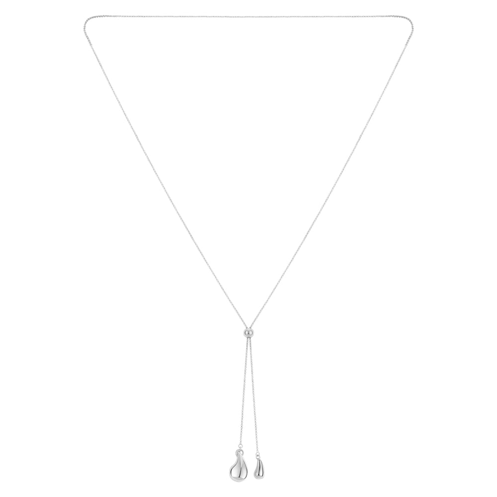 Argento Silver Double Teardrop Necklace