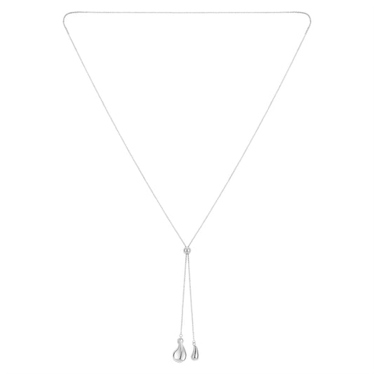 Argento Silver Double Teardrop Necklace