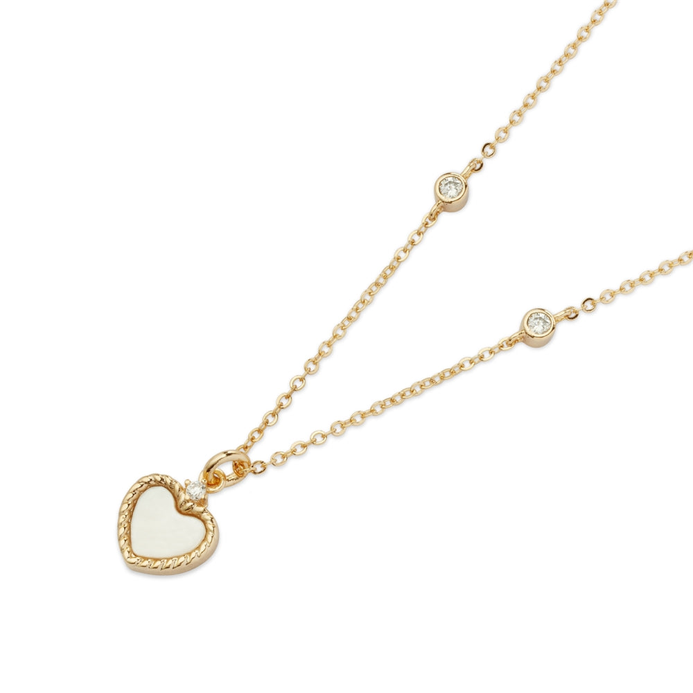 August Woods Gold Mother of Pearl Heart Pendant Necklace