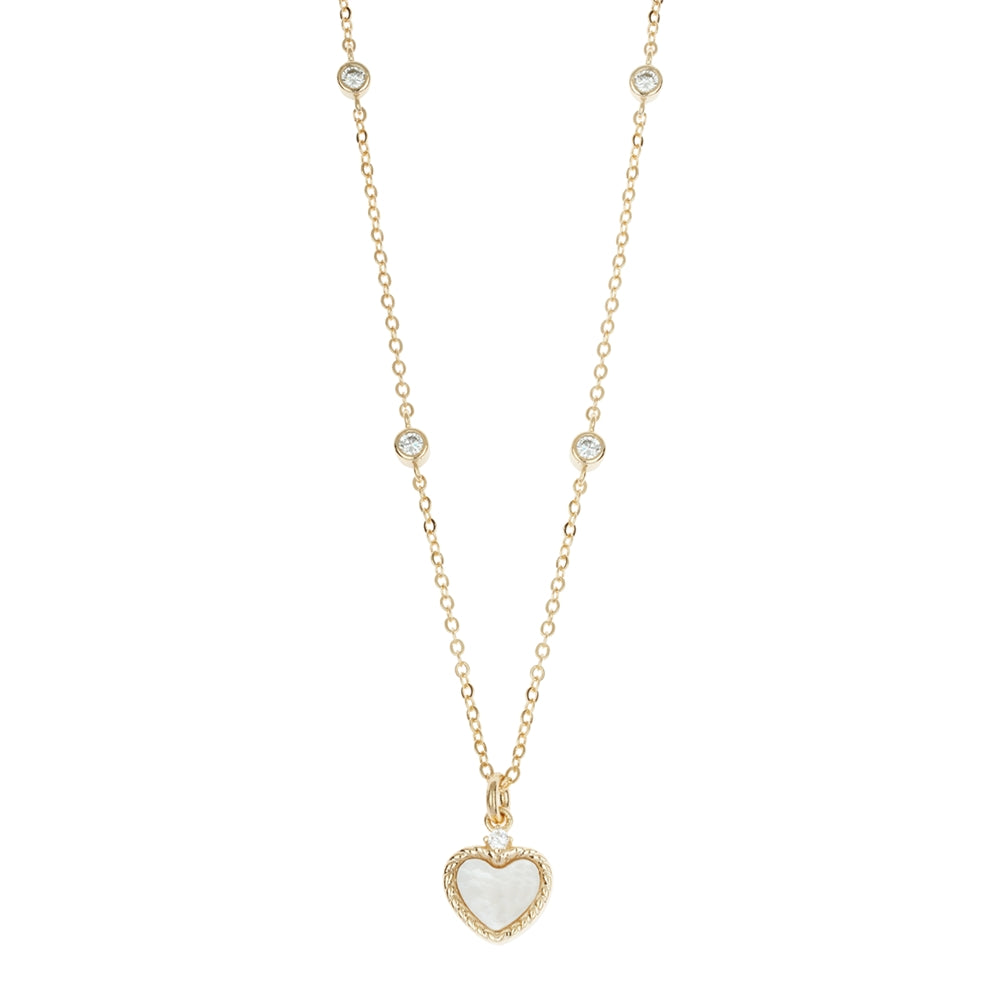 August Woods Gold Mother of Pearl Heart Pendant Necklace