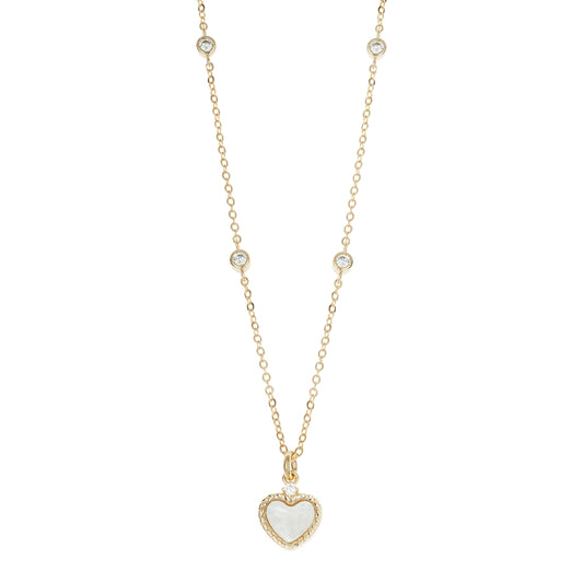 August Woods Gold Mother of Pearl Heart Pendant Necklace