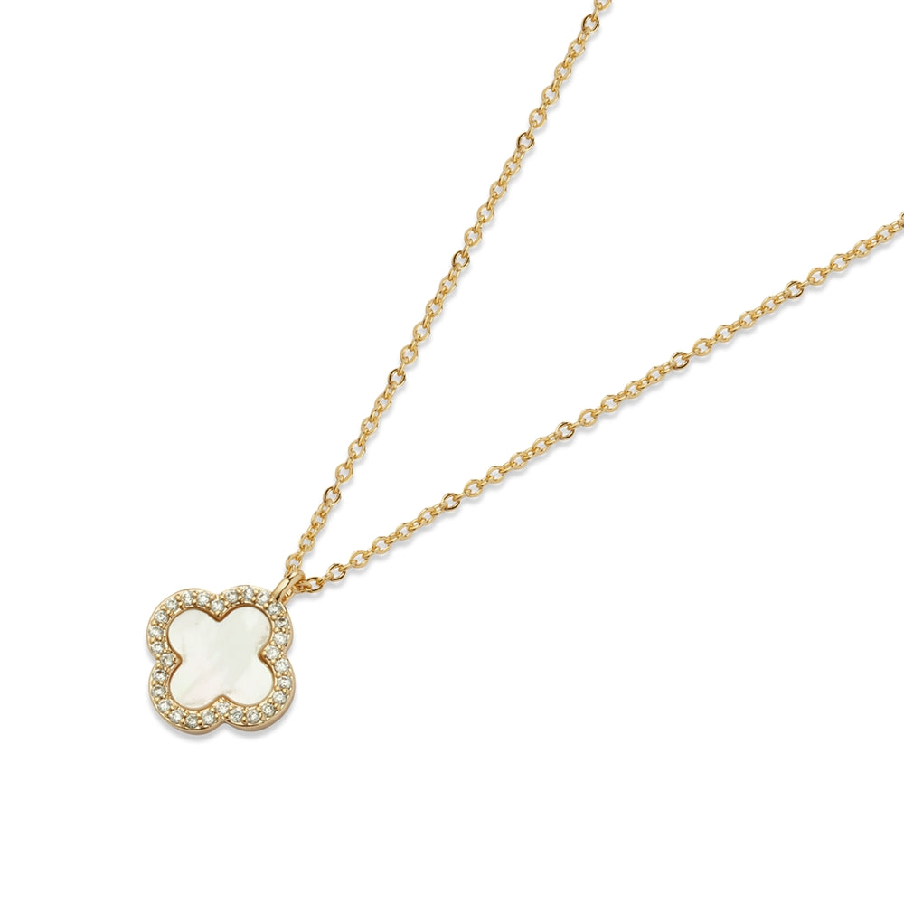August Woods Gold Mother of Pearl Clover Pendant Necklace