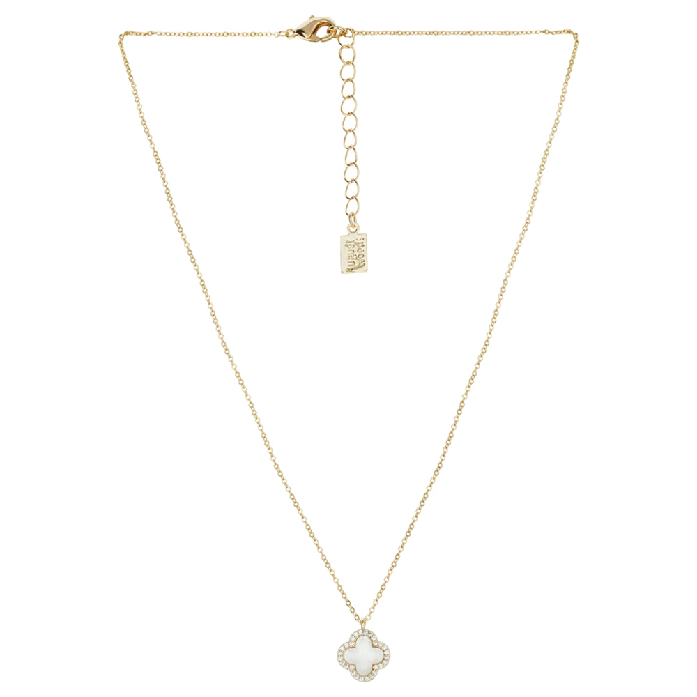 August Woods Gold Mother of Pearl Clover Pendant Necklace