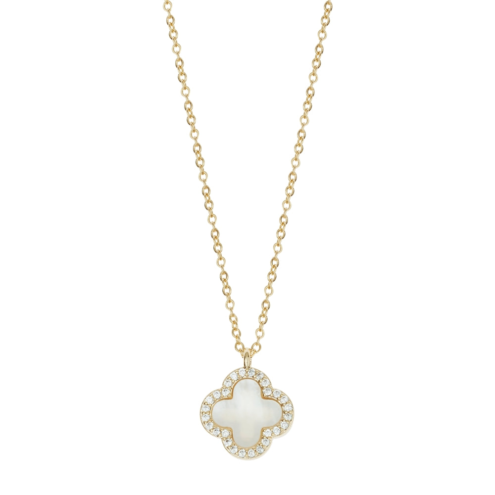 August Woods Gold Mother of Pearl Clover Pendant Necklace