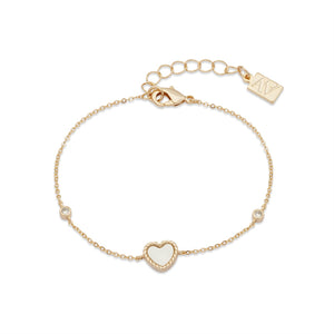 August Woods Gold Mother of Pearl Heart Bracelet