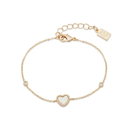 August Woods Gold Mother of Pearl Heart Bracelet