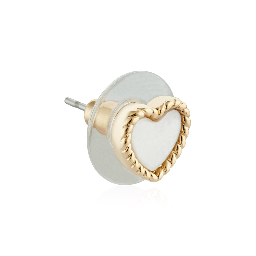 August Woods Gold Mother of Pearl Heart Stud Earrings