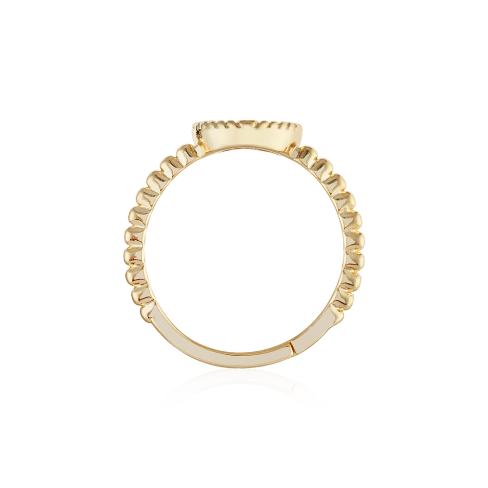 August Woods Gold Mother of Pearl Open Heart Ring
