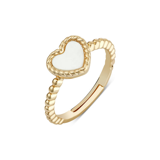 August Woods Gold Mother of Pearl Open Heart Ring