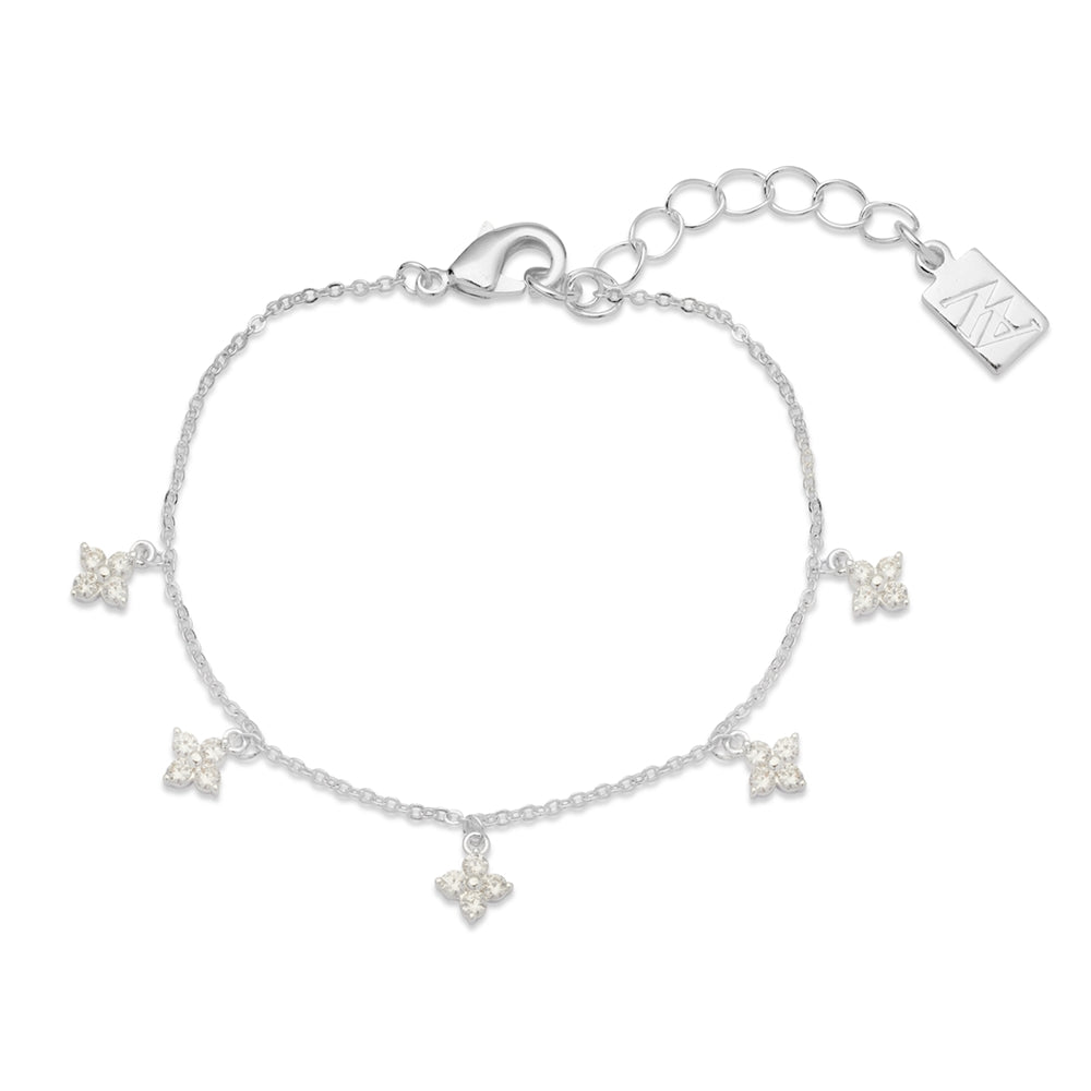 August Woods Silver Multi Crystal Clover Bracelet