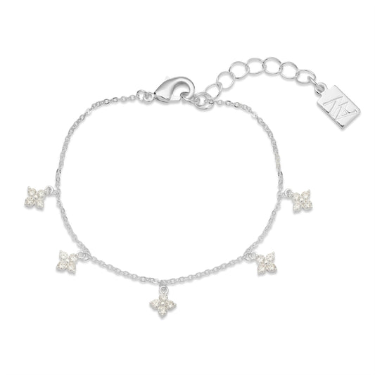 August Woods Silver Multi Crystal Clover Bracelet