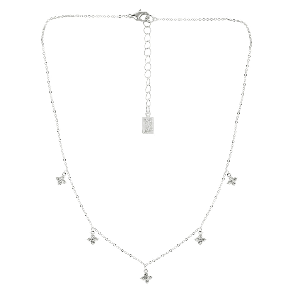 August Woods Silver Multi Crystal Clover Necklace