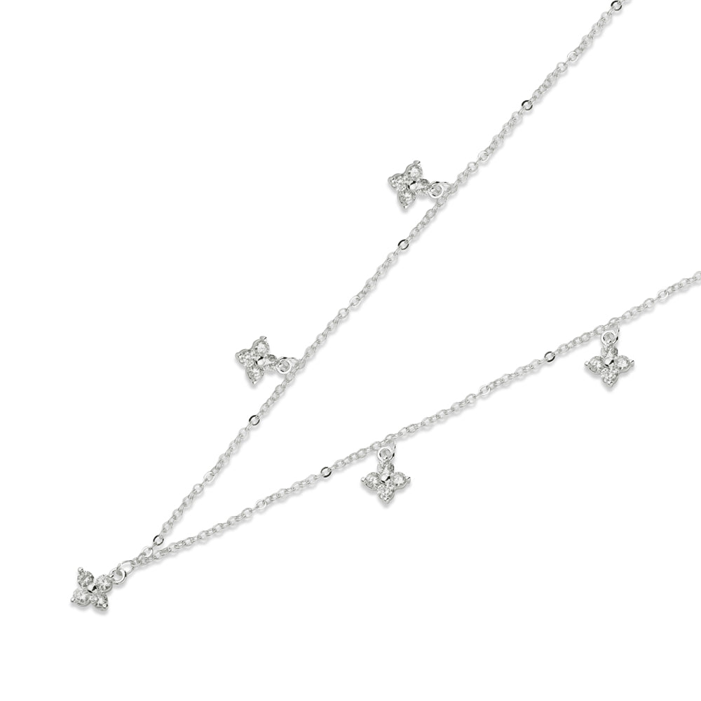 August Woods Silver Multi Crystal Clover Necklace