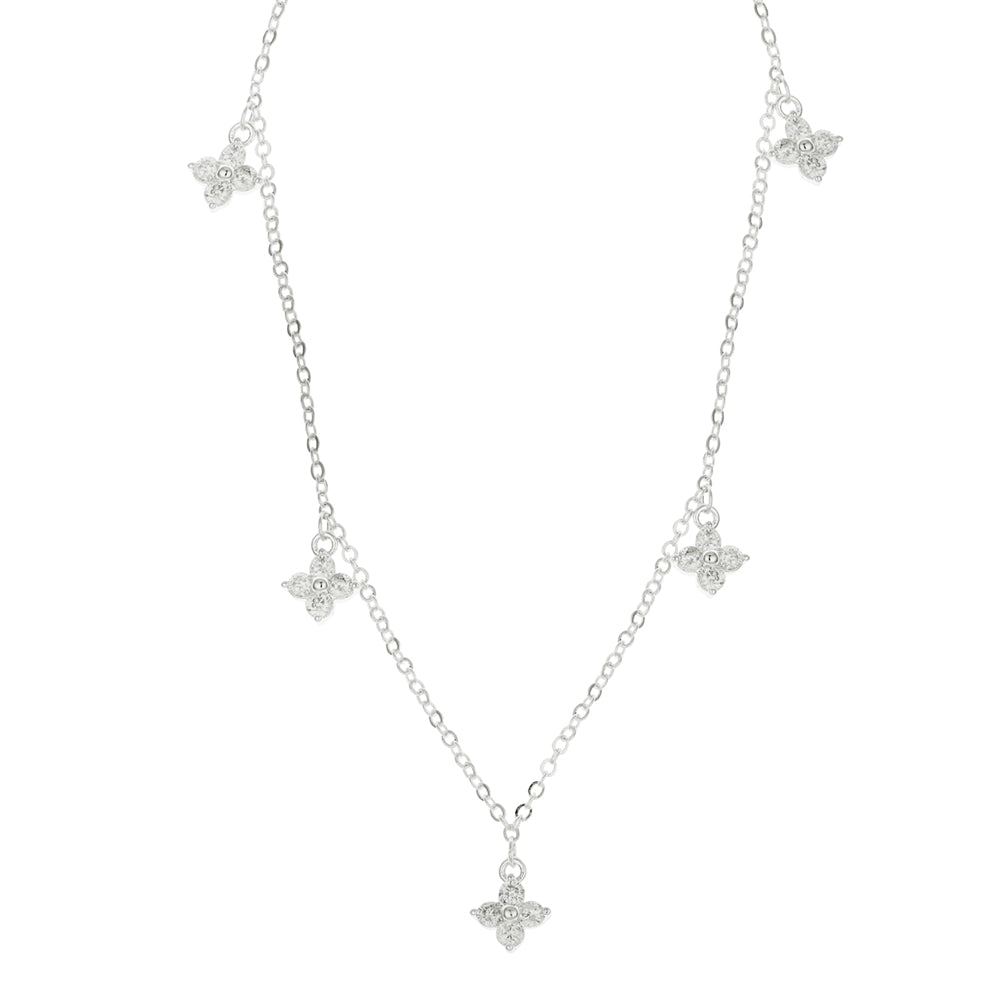 August Woods Silver Multi Crystal Clover Necklace